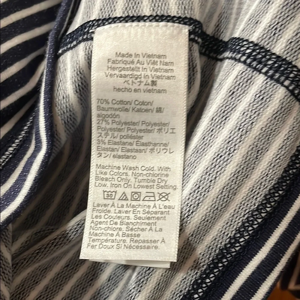 J.Crew Shirt Navy and White Striped Half-Zip Long Sleeve Nautical Mens Small - Picture 11 of 11